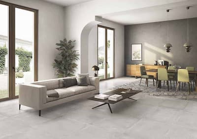Emilceramica Be-Square Concrete | Carrelage effet béton de couleur gris clair, ombrage non accentué, format 60x60, épaisseur 9,5 mm