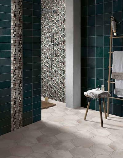 Cir Miami White Rope | Carrelage effet ciment en ivoire / beige clair ombré et format très ombré et inégal format hexagonal 24x27,7